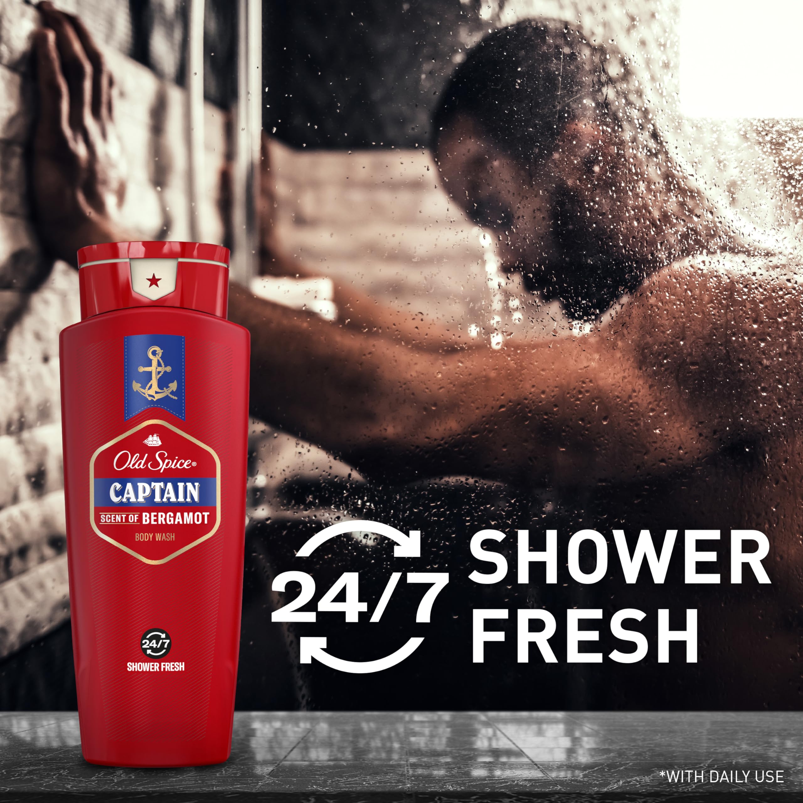 Old Spice Refreshing Body Wash for Men, 3X Defense, 24/7 Shower Fresh with Long Lasting Scent, Red Collection, Captain with Bergamot Scent, 24 oz (Pack of 4) - Image 3