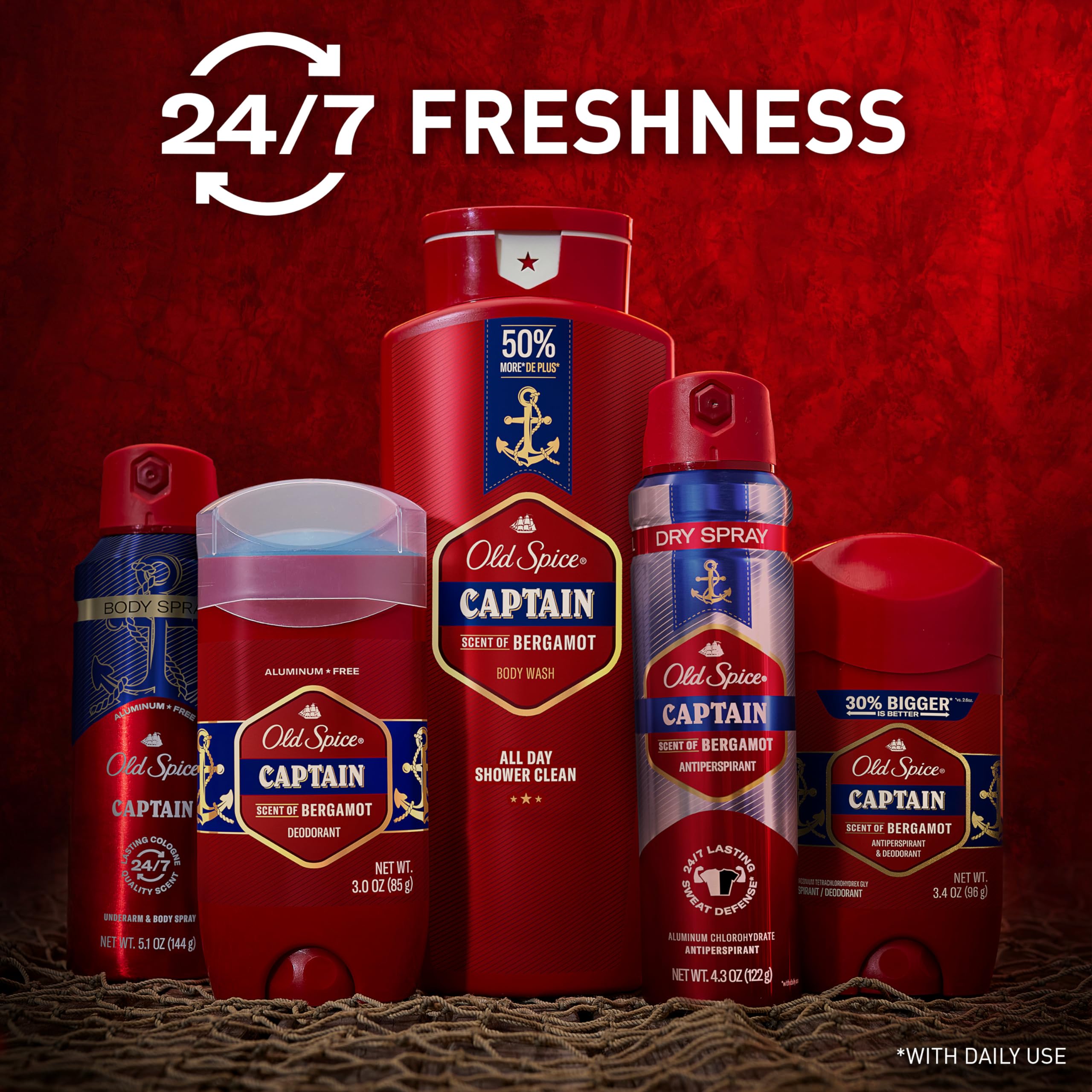 Old Spice Refreshing Body Wash for Men, 3X Defense, 24/7 Shower Fresh with Long Lasting Scent, Red Collection, Captain with Bergamot Scent, 24 oz (Pack of 4) - Image 7
