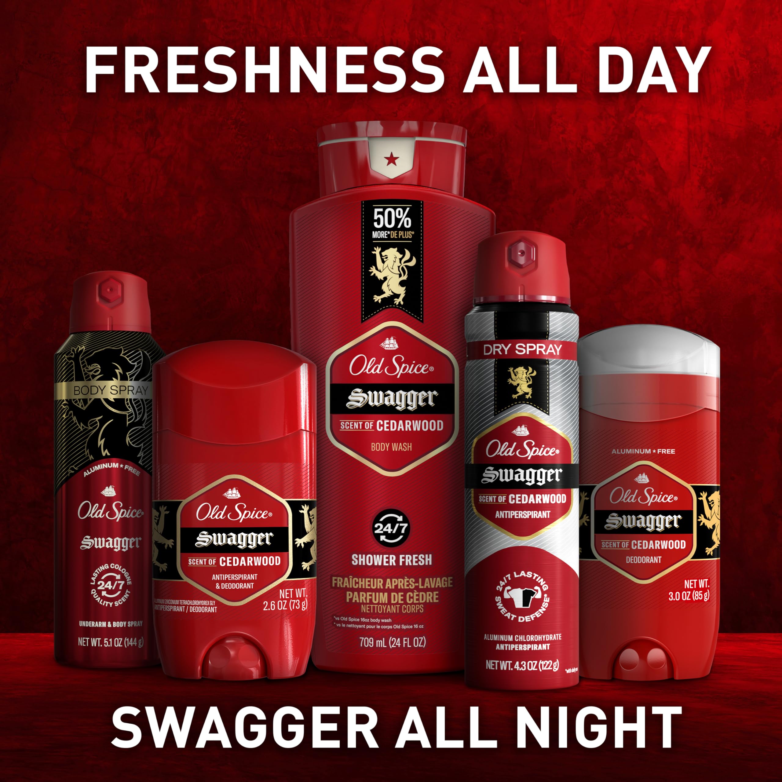 Old Spice Refreshing Body Wash for Men, 3X Defense, 24/7 Shower Fresh with Long Lasting Scent, Red Collection, Swagger with Cedarwood Scent, 24 oz (Pack of 6) - Image 10