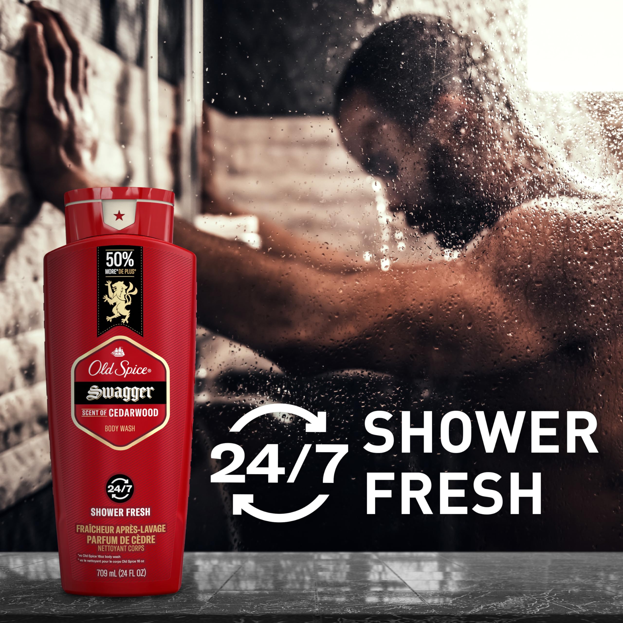 Old Spice Refreshing Body Wash for Men, 3X Defense, 24/7 Shower Fresh with Long Lasting Scent, Red Collection, Swagger with Cedarwood Scent, 24 oz (Pack of 6) - Image 5