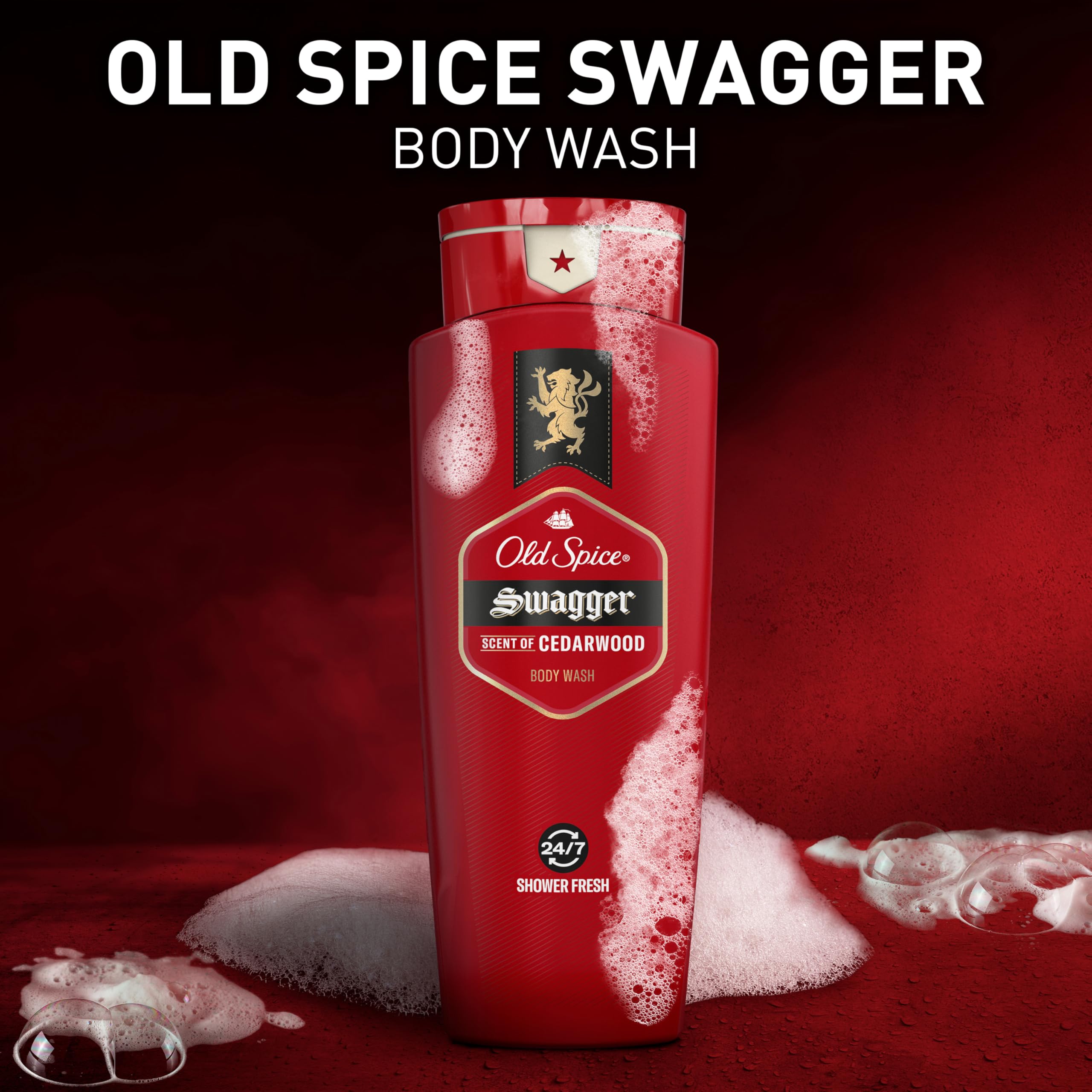 Old Spice Refreshing Body Wash for Men, 3X Defense, 24/7 Shower Fresh with Long Lasting Scent, Red Collection, Swagger with Cedarwood Scent, 24 oz (Pack of 6) - Image 9