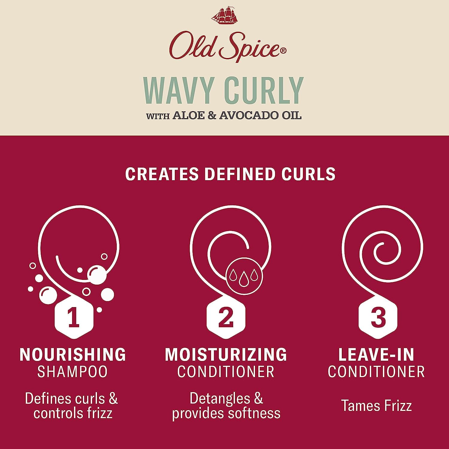 Old Spice Shampoo, Conditioner and Leave-in Conditioner Set for Men, Wavy Curly Hair Regimen Bundle - Image 5