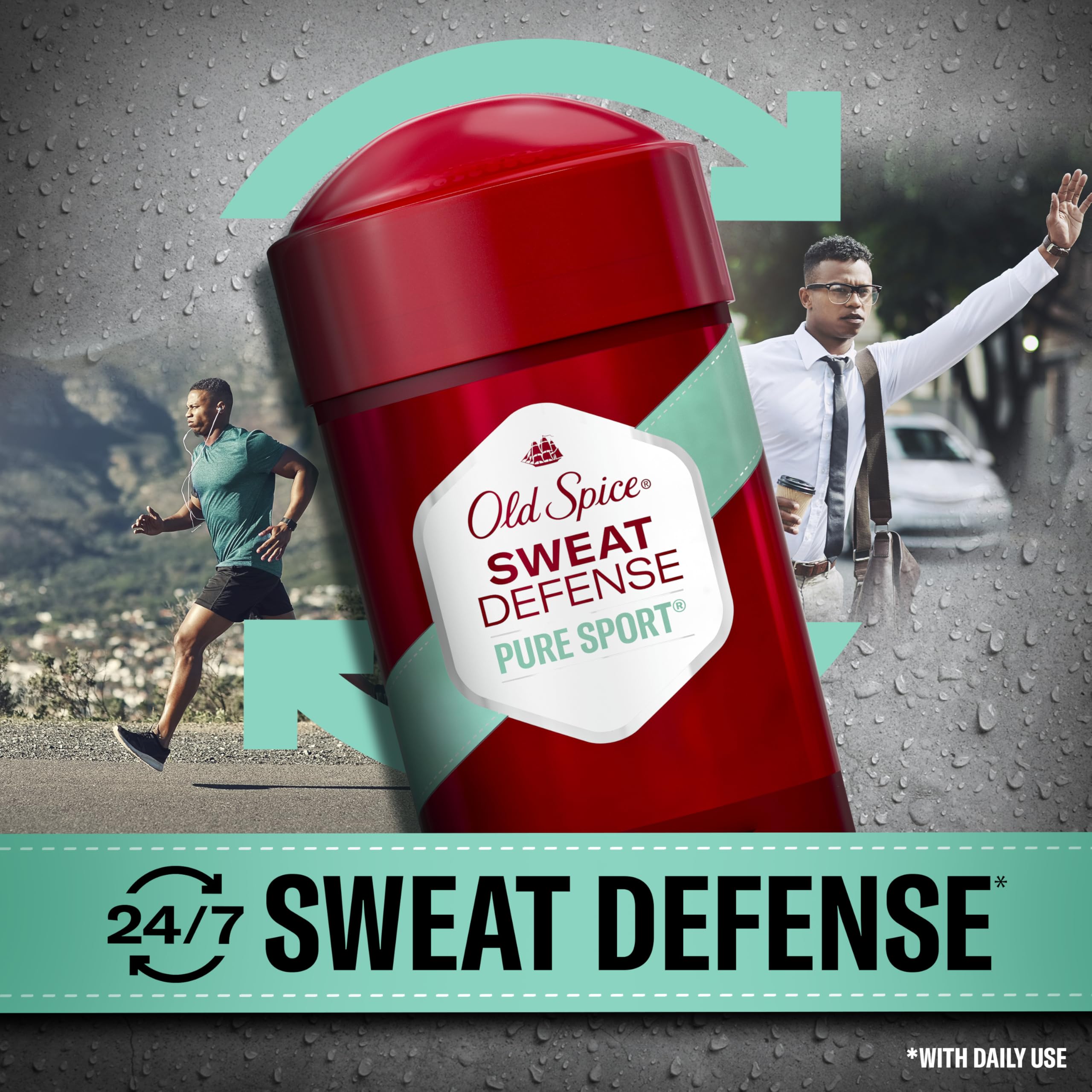 Old Spice Sweat Defense Antiperspirant & Deodorant for Men, 24/7 Ultimate Sweat Protection, Long Lasting Scent, Soft Solid, Pure Sport Scent, 2.6 oz (Pack of 2) - Image 4
