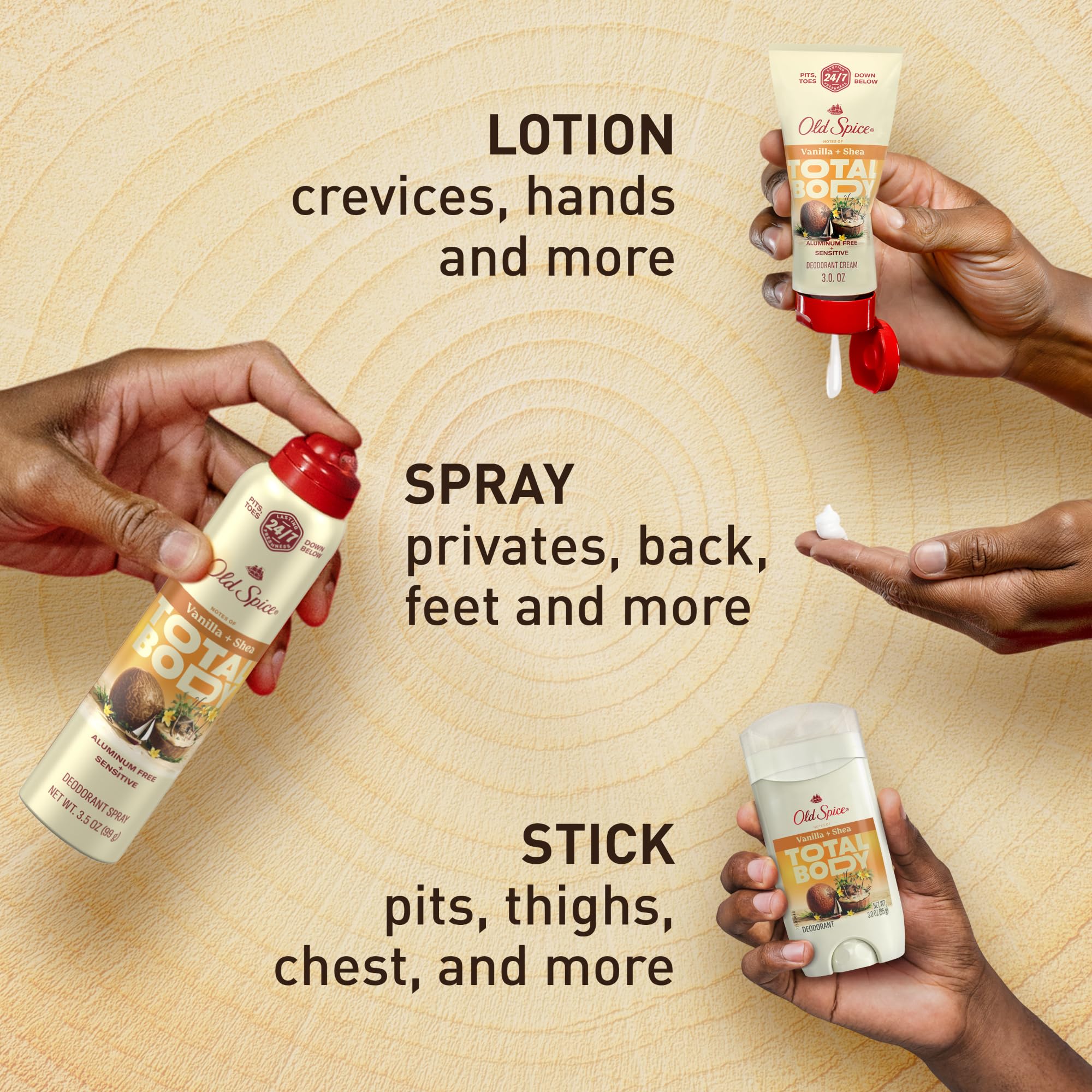 Old Spice Whole Body Deodorant Cream for Men, Aluminum Free, Vanilla + Shea Scent, 24/7 Odor Protection, 24/7 Lasting Freshness, Dermatologist Tested, Gentle on Skin, Safe to Use All Over, 3.0 oz - Image 8