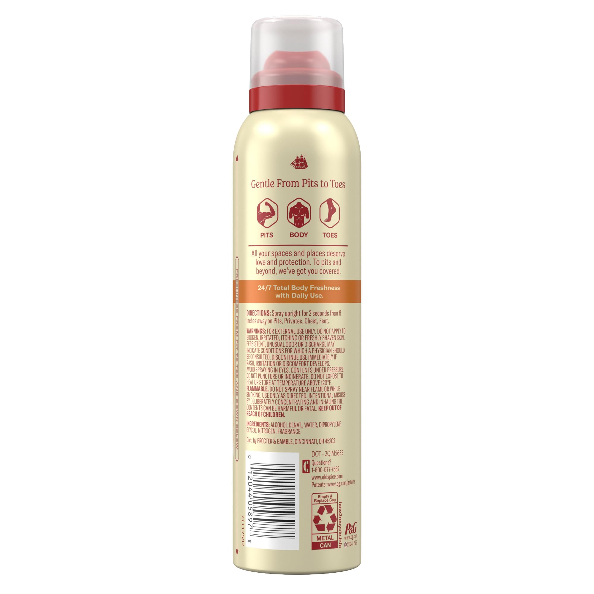 Old Spice Whole Body Deodorant Spray for Men, Aluminum Free, Vanilla + Shea Scent, 24/7 Odor Protection, 24/7 Lasting Freshness, Dermatologist Tested, Gentle on Skin, Safe to Use All Over, 3.5 oz - Image 10
